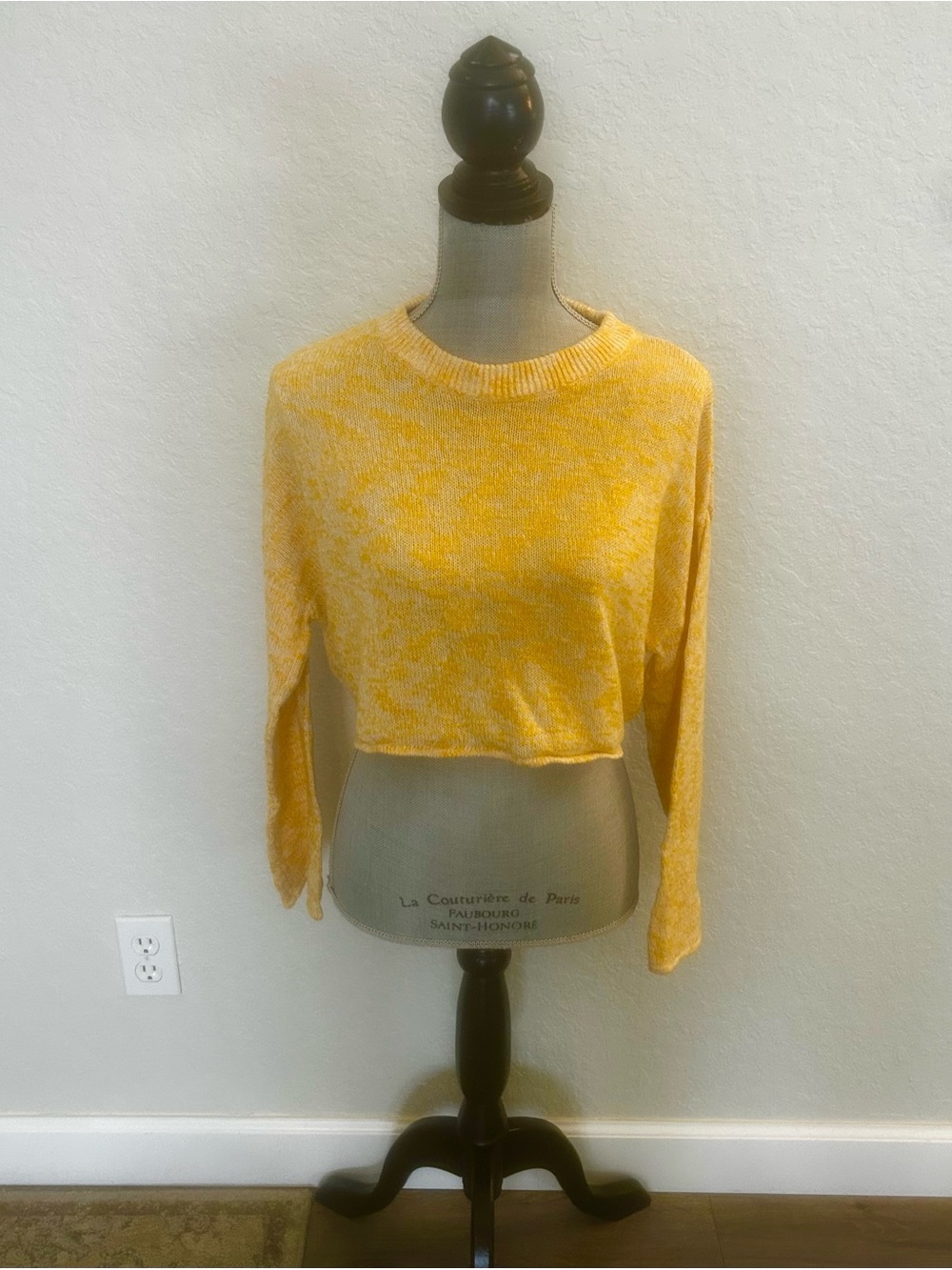 H&M Yellow Marled Cropped Knit Sweater
